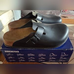 Birkenstock Men’s Black Boston Super Grip Leather Clogs NEW! mens 10